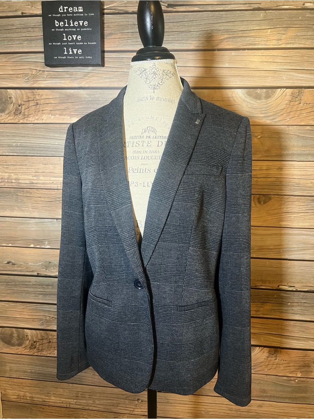 Women’s Tommy Hilfiger Blazer - Blue/Grey Knit with Elbow Patches Size 12.